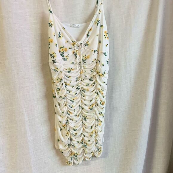 Haley & June Dress Women’s 3X White Floral Sundress Ruched Mini Spaghetti Strap - Picture 1 of 16
